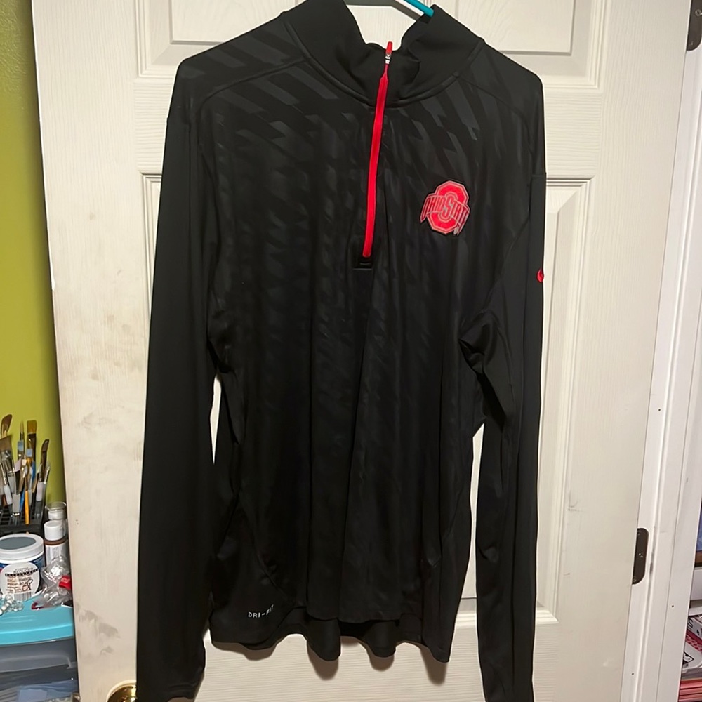 Mens Ohio State 3/4 Zip Dri-Fit Pullover Shirt